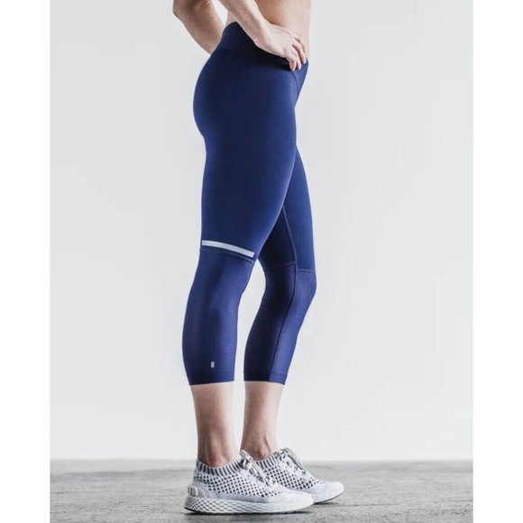 NOBULL Pants & Jumpsuits Nobull Navy Blue Low Rise Mesh Leg Panel Pace Crop Crossfit